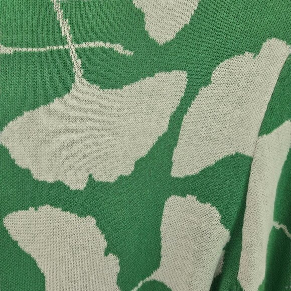 Diane Von Furstenberg XS Green & White Ginko Leaf Wrap Sweater Top Dress - Picture 11 of 16